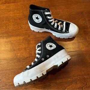 Chuck Taylor All Star Lugged Canvas Converse Black High-Top Sneakers Size 7